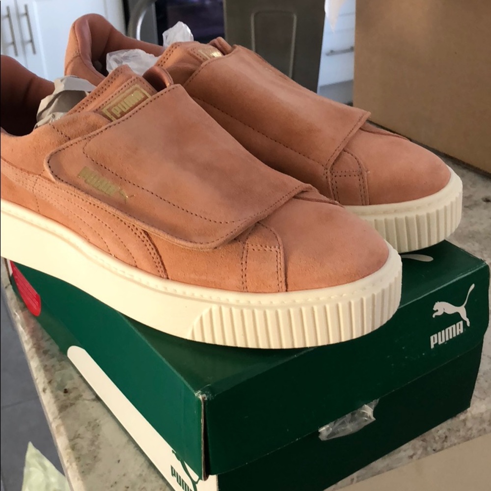 Pink suede puma sneakers